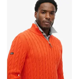 Sudadera con media cremallera de punto trenzado Superdry Organic image-3