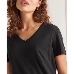 Dames t-shirt met v-hals en borstzakje Superdry image-2