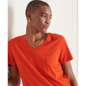 Dames t-shirt met v-hals en borstzakje Superdry image-3