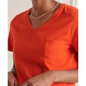 Dames t-shirt met v-hals en borstzakje Superdry image-4