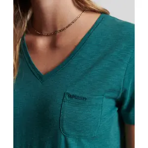 V-hals t-shirt van biologisch katoen voor dames Superdry image-3