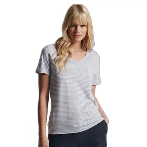 Dames t-shirt met v-hals en borstzakje Superdry image-0