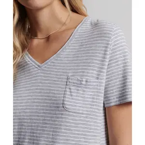 Dames t-shirt met v-hals en borstzakje Superdry image-3