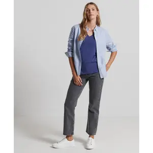 Camiseta de algodão orgânico com pescoço em V e bolso no peito para mulheres Superdry image-1