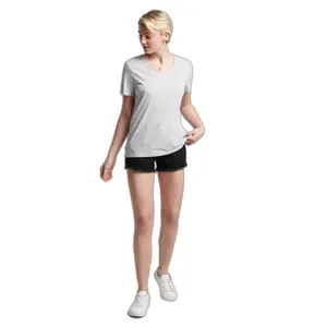 Organic cotton girl's v-neck and chest pocket t-shirt Superdry Studios image-0