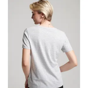 Organic cotton girl's v-neck and chest pocket t-shirt Superdry Studios image-1