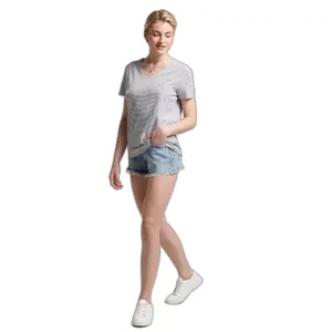 Organic cotton girl's v-neck and chest pocket t-shirt Superdry Studios image-0