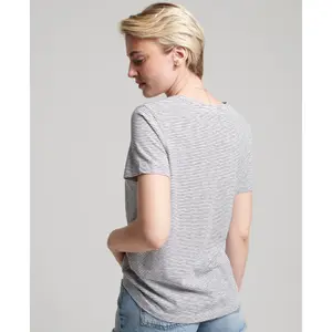 Organic cotton girl's v-neck and chest pocket t-shirt Superdry Studios image-1