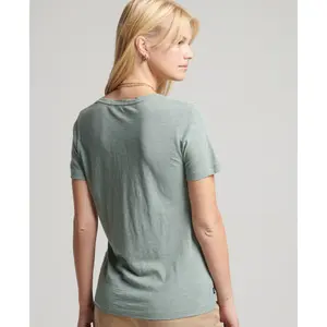 Organic cotton girl's v-neck and chest pocket t-shirt Superdry Studios image-2