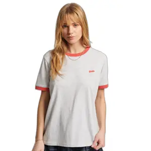 Contrasting t-shirt organic cotton girl Superdry Vintage Logo image-1