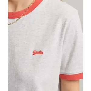 Contrasting t-shirt organic cotton girl Superdry Vintage Logo image-2