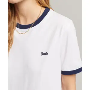 Contrasting t-shirt organic cotton girl Superdry Vintage Logo image-3