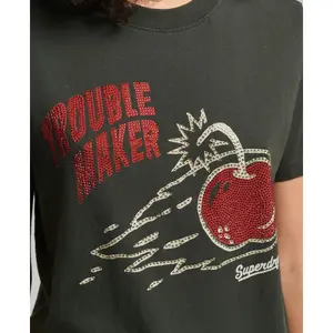 Girl's rhinestone T-shirt Superdry Vintage Crossing Lines image-2