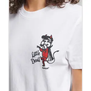 Girl's rhinestone T-shirt Superdry Vintage Crossing Lines image-2