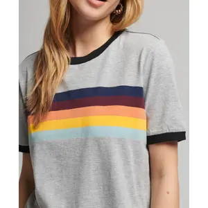 Girl's striped T-shirt with contrasting edges Superdry Vintage Cali image-2