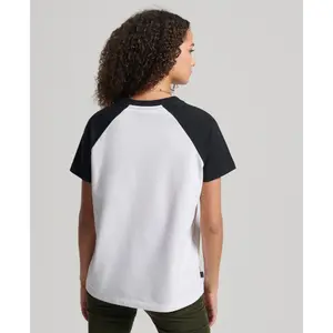 T-shirt van biologisch katoen voor vrouwen Superdry Vintage baseball image-1