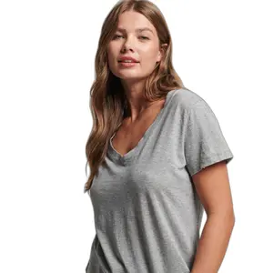 Organic cotton v-neck t-shirt for girls Superdry Essential image-0