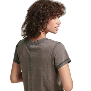 Organic cotton v-neck t-shirt for girls Superdry Essential image-1