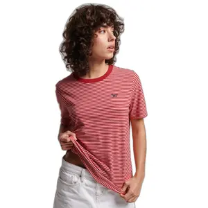 Gestreiftes besticktes T-Shirt Frau Superdry Vintage Logo image-1