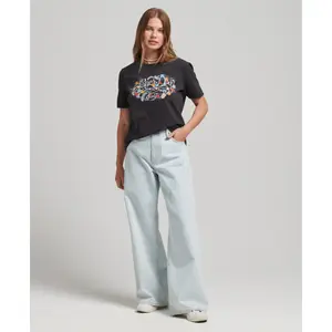 Floral T-shirt with girl inscription Superdry image-3