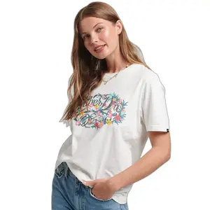 Floral T-shirt with girl inscription Superdry image-0