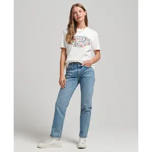 Floral T-shirt with girl inscription Superdry image-3