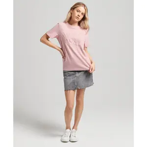 T-shirt en coton bio avec logo en relief femme Superdry Vintage Cooper image-1