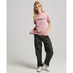 Organic cotton t-shirt girl Superdry Core Logo 80s image-0