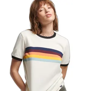 Girl's striped T-shirt with contrasting edges Superdry Cali image-0