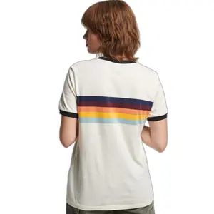 Girl's striped T-shirt with contrasting edges Superdry Cali image-1