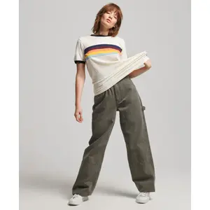 Girl's striped T-shirt with contrasting edges Superdry Cali image-3