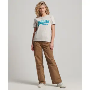 T-Shirt coll Bio-Baumwolle Frau Superdry intage Logo Scripted image-1