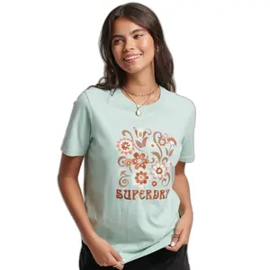 Girl's floral T-shirt Superdry Brand Mark image-0