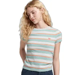 T-shirt curta às riscas para mulher Superdry Vintage image-1