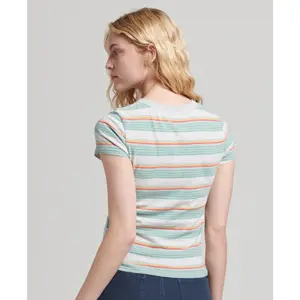 T-shirt curta às riscas para mulher Superdry Vintage image-3