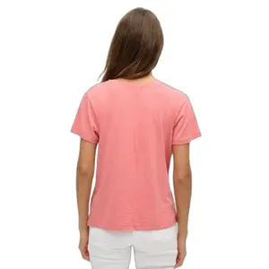 Camiseta de mujer con cuello en V bordado Superdry Slub image-3