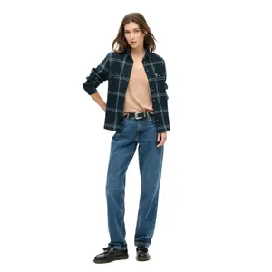 Camiseta de mezcla con logo bordado y cuello en V para mujer Superdry image-2