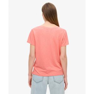Camiseta de mujer con cuello en V bordado Superdry Slub image-3