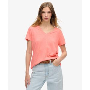 Camiseta de mujer con cuello en V bordado Superdry Slub image-2