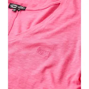 Camiseta de mujer con cuello en V bordado Superdry Slub image-5