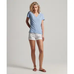 Camiseta de niña con cuello de pico bordado y flameado Superdry