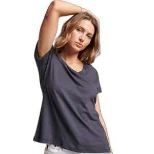 Girl's embroidered and flamed v-neck T-shirt Superdry image-0