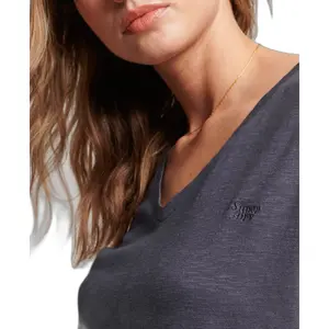 Girl's embroidered and flamed v-neck T-shirt Superdry image-1