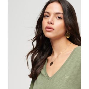 Camiseta de mujer con cuello de pico bordado y flameado Superdry image-2