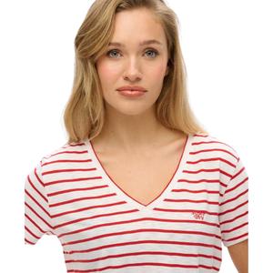 Camiseta de mezcla con logo bordado y cuello en V para mujer Superdry image-3