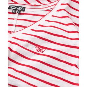 Camiseta de mezcla con logo bordado y cuello en V para mujer Superdry image-4