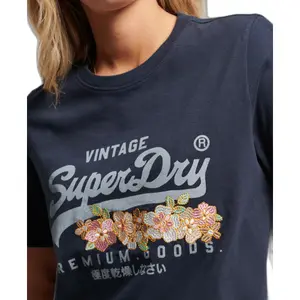 Floral T-Shirt Frau Superdry Logo Vintage Premium image-2