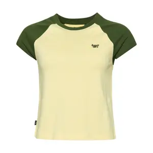 Camiseta de algodón orgánico con mangas raglán y logotipo femenino Superdry Essential image-0