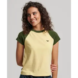 Camiseta de algodón orgánico con mangas raglán y logotipo femenino Superdry Essential image-1