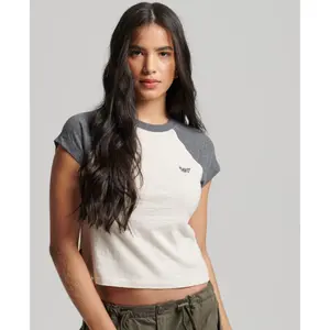 Maglietta in cotone biologico con maniche raglan e logo femminile Superdry Essential image-1